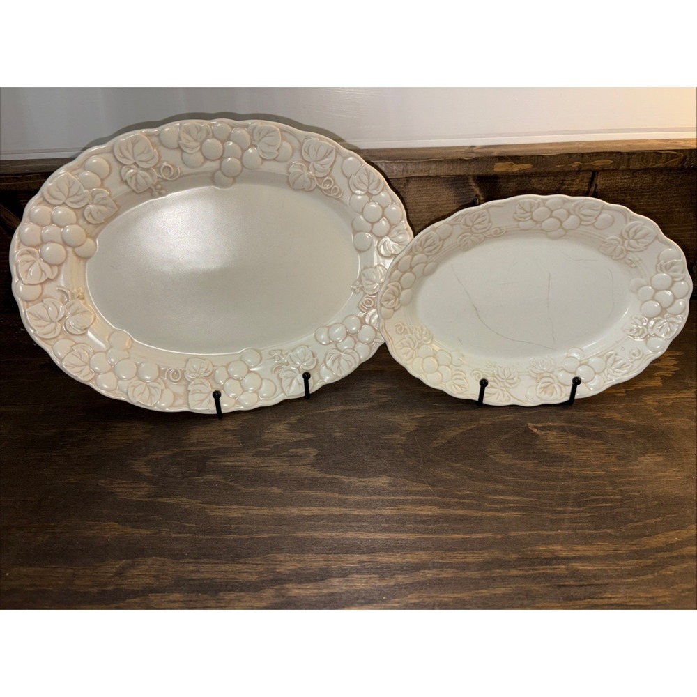Metlox Poppytrail Vernon Antique Grape Oval Serving Platters (qty 2)